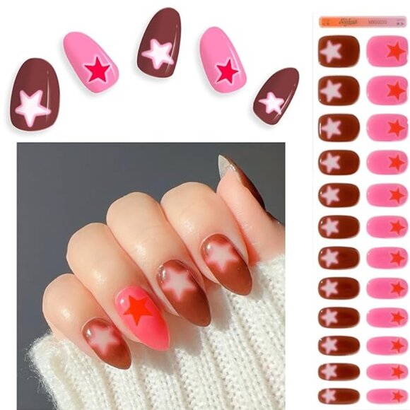 Kijibae Semi-Cured Gel Nail Strips Trio Bundle Sets snake skin stars ombre - Picture 5 of 5